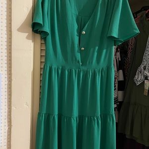 Green ruffle dress